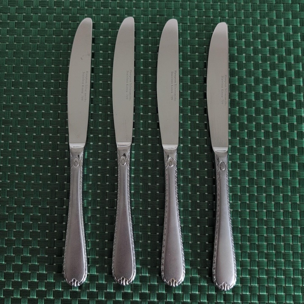Hampton Silversmiths RACHELLE FROST Dinner Knives Set Lot of 4 Stainless 18/10